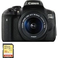 CANON EOS 750D KIT EF-S 18-55mm F3.5-5.6 IS STM + tarjeta SD de 32GB