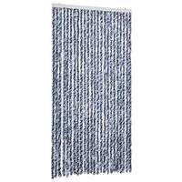 cortina antimoscas chenilla azul y blanco 100x230 cm