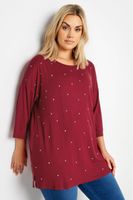 yours top con vuelo rojo adornado con estrellas mujer curvy y tallas grandes yours