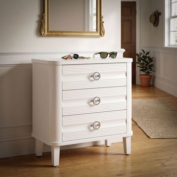 Cómoda con 3 cajones de madera blanca cm 81x40x84