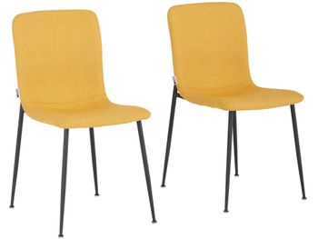 Juego de 2 sillas de comedor tapizadas en tela mostaza