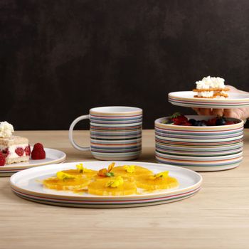 Plato de postre 20 cm (jugo de 6) gres multicolor