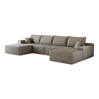 Sofá Esquinero Modular Con Chaise Longue En Forma De L, Sin Montaje, Pana, Sofá Color Camel