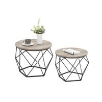 mesa de centro redonda greige  negro  50diametro x 40a cm