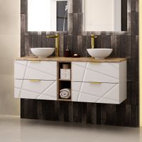 mueble lavabo individual 140cm paneles de melamina y mdf blanco