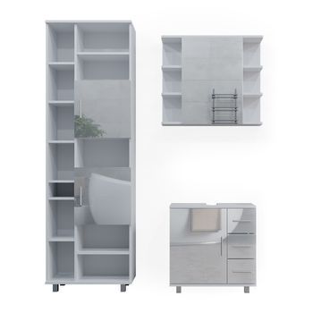 Conjunto De Muebles De Baño Ilias 3 Partes, Con Armario Alto Vicco