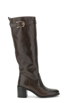 botas de piel con hebilla decorativa dark brown