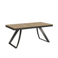 mesa extensible 90x180284 cm efecto madera roble natural hierro