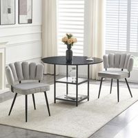 conjunto de mesa y sillas - comedor - mdf y metal - negro y gris claro 107x107x75cm