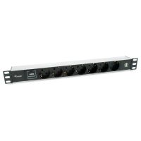 equip regleta alimentacion rack 19 1u 7x schuko  2x usb aluminio negra
