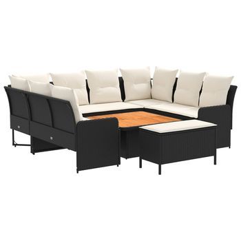 Juegos De Muebles 7 Uds. Negro Y Crema Ratán Sintético Vidaxl
