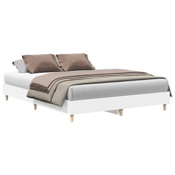 Cama Matrimonial | Cama Para Adultos | Estructura De Cama Sin Colchón Blanca 150x200 Cm