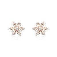 pendientes copos de nieve de plata 925 oro rosa