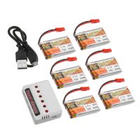 6pcs zop power 37v 750mah 30c 1s bateria lipo con enchufe jst con cargador para modelo rc