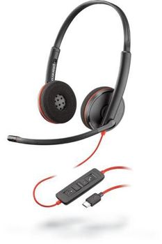POLY Blackwire C3220 Auriculares Alámbrico Diadema Llamadas/Música USB Tipo C Negro, Rojo