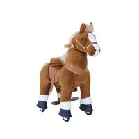 ponycycle pony de montar marron con pezuna blanca modelo grande para ninos de 4 a 9 anos