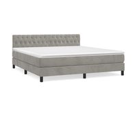 cama box spring con colchon terciopelo gris claro 180x200 cm diseno de botones
