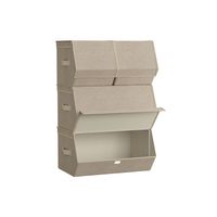 cajas de almacenamiento con tapas apilables con cierres magneticos tela marco de metal beige arena