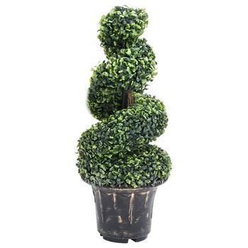Planta Espiral De Boj Artificial Con Macetero Verde 89 Cm Vidaxl