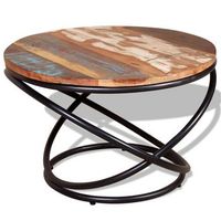 mesa de centro de diseno industrial en madera recuperada coloreada y hierro 60 x 60 x 40 cm dec038250