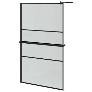 Mampara Ducha Con Estante Vidrio Esg Y Aluminio Negro 115x195cm Vidaxl