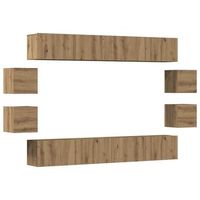 mueble para tv de pared madera contrachapada artesanal 8 piezas vidaxl