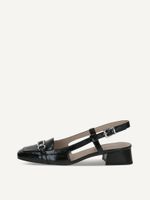 caprice sling pumps black made of leather with trapeze heel size 405