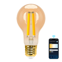 aigostar edison bombillas alexa led e27 bombillas inteligentes 6w 806lm wifi bombilla vintage a60 bombillas filamento regulable 2700k-6500k compatible con alexagoogle home ambar 1 pack