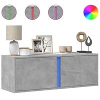 mueble de tv de pared con luces led gris hormigon 100x31x35 cm vidaxl