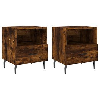 Mesita Noche 2 Uds Madera Ingeniería Roble Ahumado 40x35x47,5cm Vidaxl