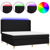 cama box spring colchon y luces led tela negro 160x200 cm vidaxl