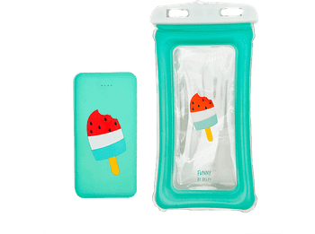Powerbank - Belyo Ice Cream + Funda, Batería 10.000 mAh, Resistente salpicaduras, Multicolor