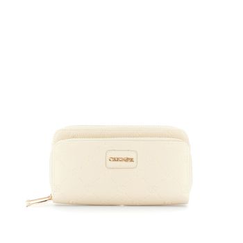 cartera efecto piel con doble cremallera taupe taglia unica