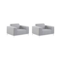 conjunto de 2 sillones de poliester gris claro blanco patas metal rovigo