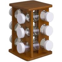 especiero de bambu nogal con 12 botes 15x15x23 cm