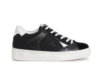 deportivas de mujer en piel y ante con inserciones de efecto metalizado. multi black 39