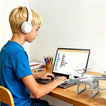 QY S8 dron programmable con Scratch Python RGB enseñanza control computacional gráfico de programación flujo óptico posi
