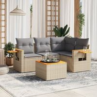 conjunto de sofas jardin con cojines 5 uds  mueble jardin mesa y sillas ratan sintetico beige cfw555060