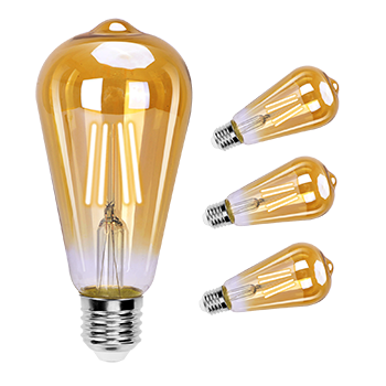 Aigostar ST64  Bombilla Edison Estilo Vintage. Bombilla Led E27 (Casquillo Gordo, 4W (Equivalente A 38W), Bombilla De Filamento Led Blanco Cálido (2200K). Ángulo De Haz 280º. No Regulable. Pack 4 Uds