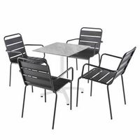 mesa reclinable de taupe laminado 60x60 cm y 4 sillas de metal gris opera - oviala
