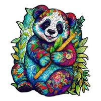 puzzle de madera diy forma de silueta con piezas individuales con diferentes disenos en madera policromada tamano a3 diseno panda bamboo 27x1x36 cm color multicolor