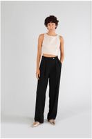 pantalon palazzo con pliegues black