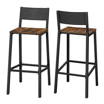 2 taburetes de bar altos de color marrón rústico y negro