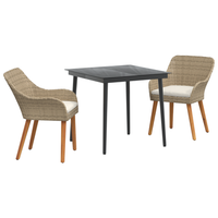 conjunto de comedor en jardin de 3 uds beige de ratan sintetico cfw738455