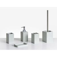 conjunto de 5 accesorios de bano jabonera dispensador de jabon escobilla de inodoro vaso soporte cepillos gris efecto hormigon vilcanota