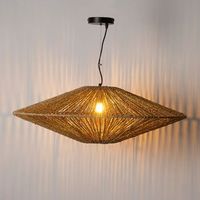lampara colgante grande oasis o80 cm fibra vegetal acuatica trenzada con estructura de hierro marron y cable de acero de seguridad diseno artesanal bohemio