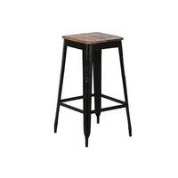 taburete metal madera 34x33x77 negro