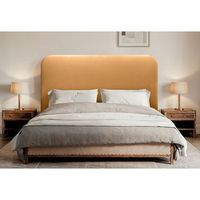 dhome cabecero dorado curvo con patas tapizado en polipiel 95cm altura 125cm para pared acustico absorbente cama dormitorio dorado 95cm