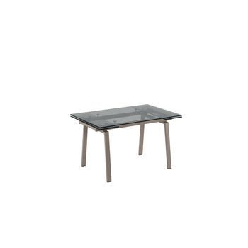 Tommy - Mesa Extensible (140/200 X 80 Cm) En Cristal Templado Gris Tórtola
