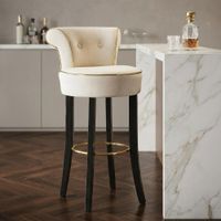 silla de bar de tela beige con respaldo cm 46x48x96